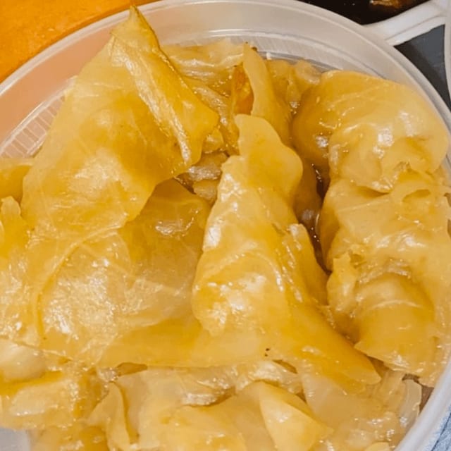 Full Pan Cooked Cabbage.